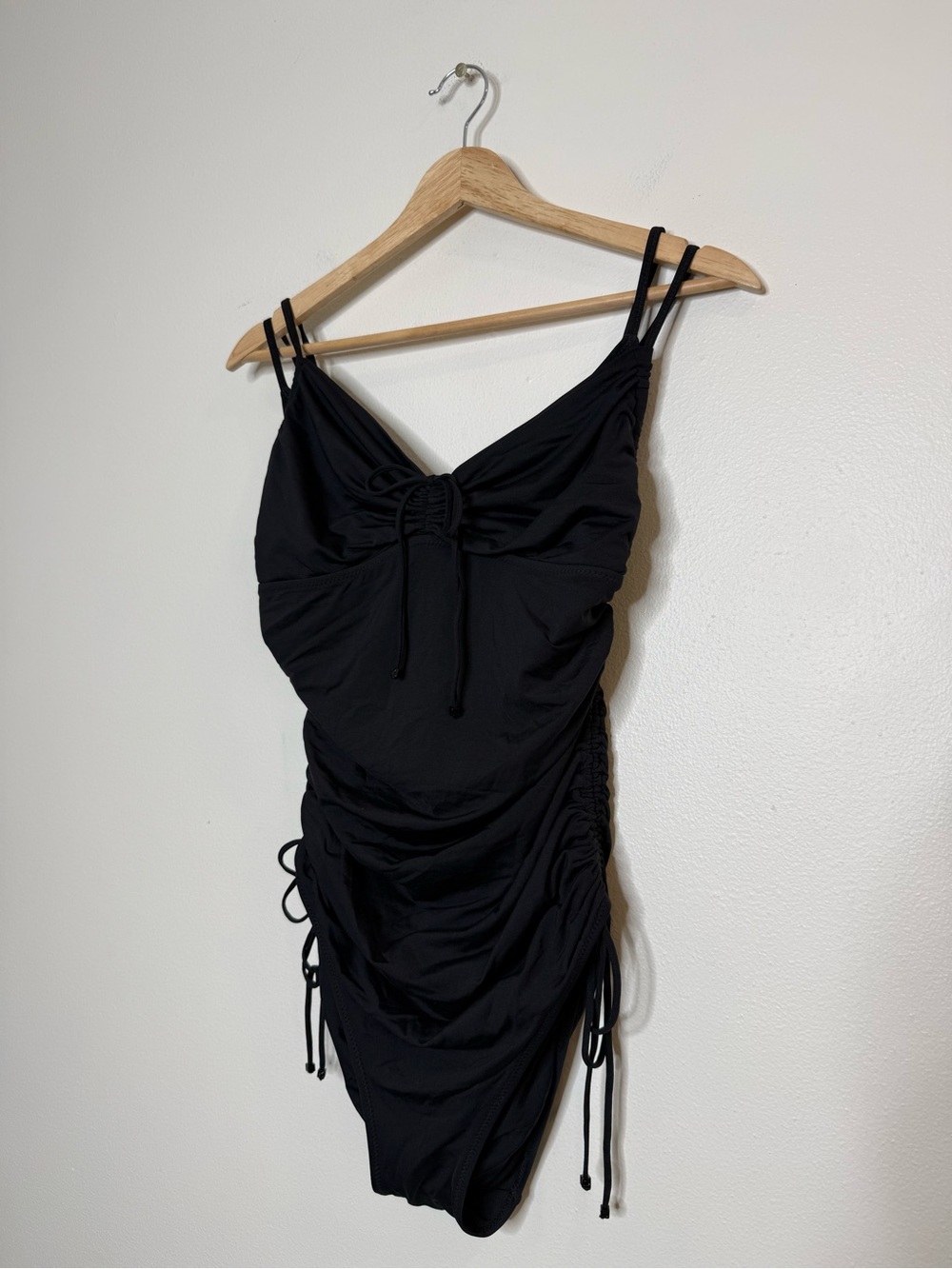 DKNY Ruched Sides Double Layer Top Slimming Black one piece size 14 - Picture 2 of 8